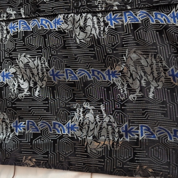 Vintage Street Culture Y2K Dragon Metailic Tribal Button Down size Large - Picture 2 of 6